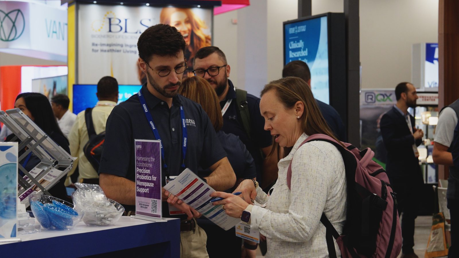Kaneka Probiotics team in conversation with visitors